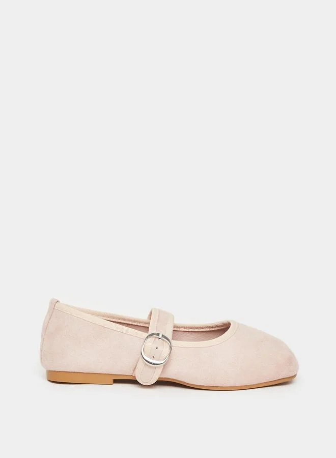 Styli Girls Beige Buckle Ballerinas